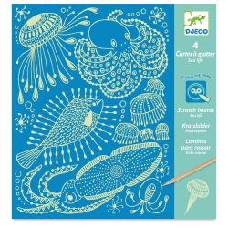 Djeco Petit Gift Scratch Board Kit - Sea Life (Front of packaging)