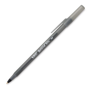 Bic Round Stic Extra Life Xtra Value Packs - Black pen shown at angle and uncapped
