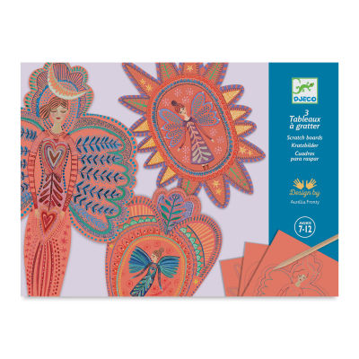 Djeco Petit Gift Scratch Board Kit - Angels (Front of packaging)