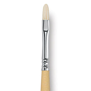 Escoda Clasico Chungking White Bristle Brush - Short Filbert, Long Handle, Size 6