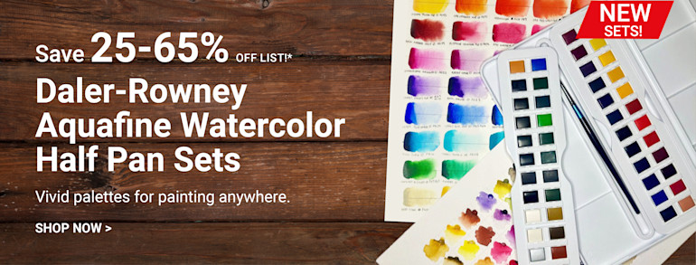 Save 26-55% off list! New Sets! Daler-Rowney Aquafine Watercolor Half Pan Sets. Vivid palettes for painting anywhere. Shop now.