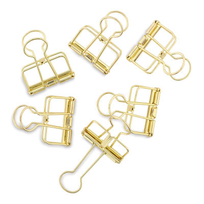 U Brands Gold Binder Clips - 6 all Wire Clips shown scattered
