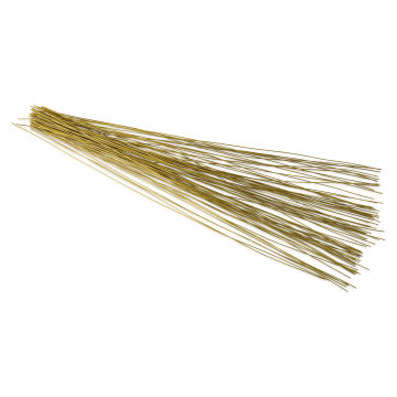 Craft Decor Bow Tying Wire - Gold, Pkg of 80, fanned outside of the packaging