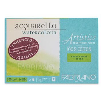 Open in modal - Fabriano Artistico Enhanced Watercolor Block - Traditional White, Rough Press, 5" x 7"