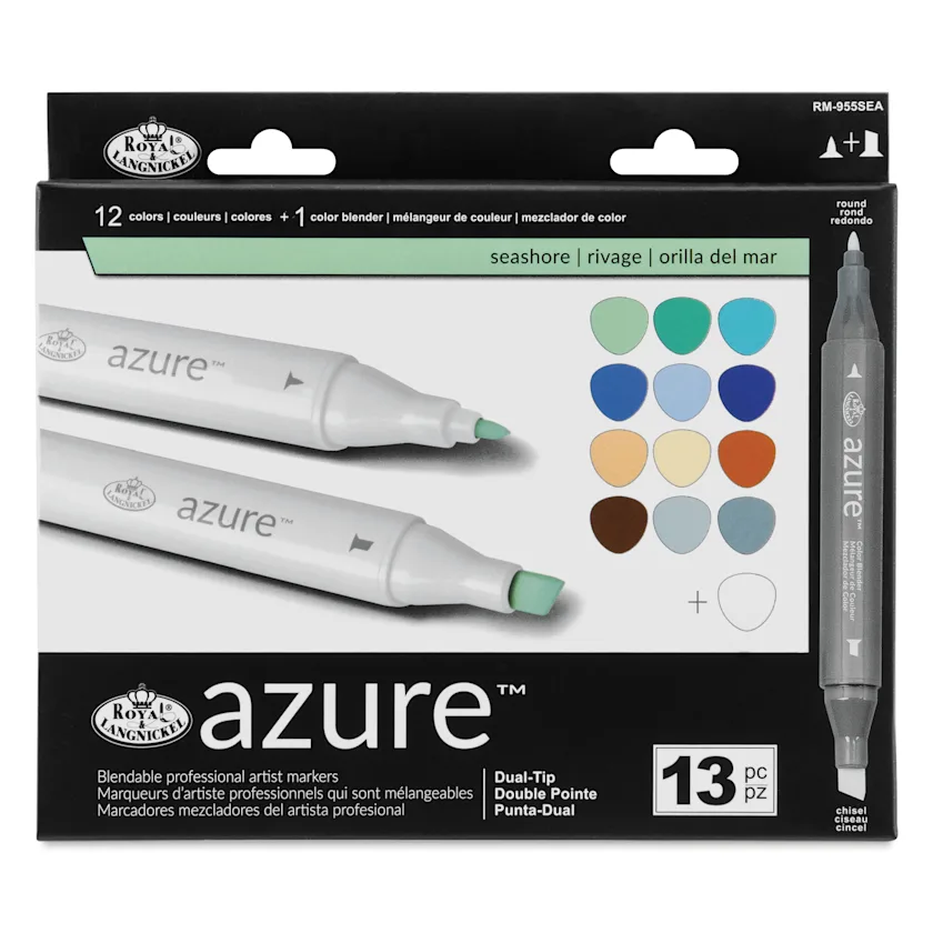 Royal & Langnickel Azure Dual Tip Markers Set of 13, Seashore Colors