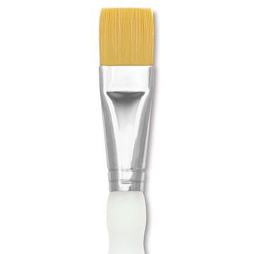 Open in modal - Royal & Langnickel Soft Grip Golden Taklon Brush - Glaze Wash, Short Handle, Size 3/4", close-up
