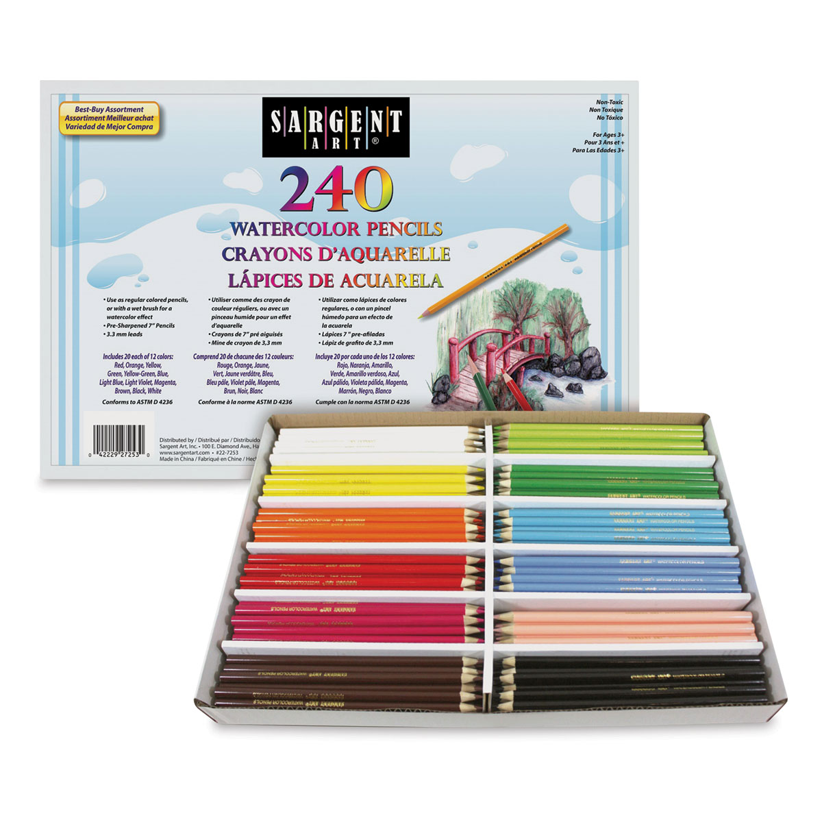 Sargent Art Watercolor Pencil Set - Assorted Colors, Class Pack Of 240 | Blick Art Materials