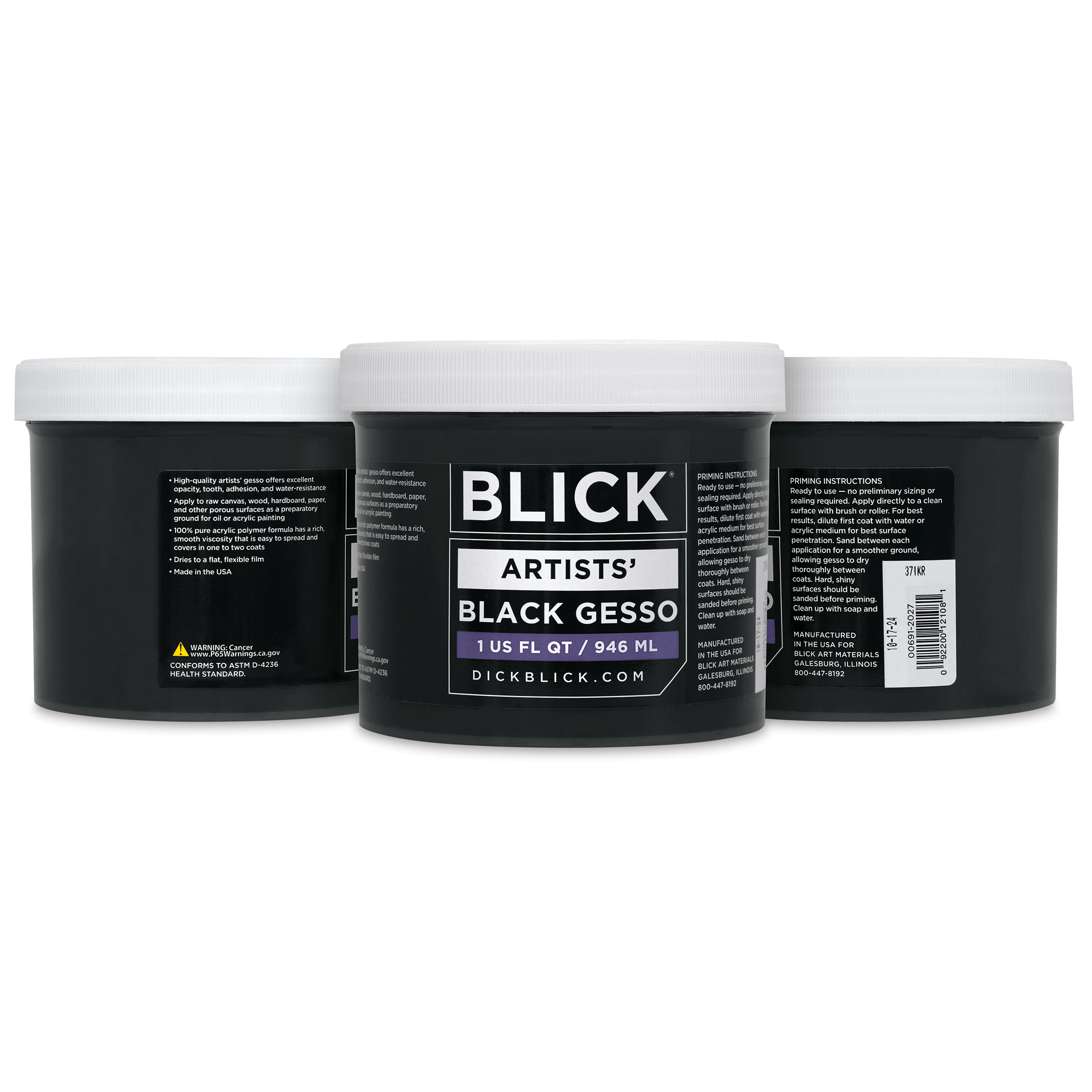 Blick Artists Acrylic Gesso - Black, Quart jar | BLICK Art Materials