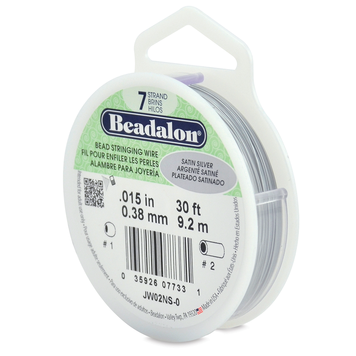 Beadalon 7 Bead Stringing Wire SATIN SILVER