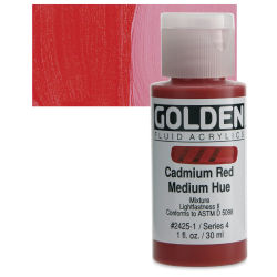 Golden Fluid Acrylics - Cadmium Red Medium Hue, 1 oz bottle