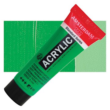 Open in modal - Amsterdam Standard Series Acrylic - Permanent Green Light, 20 ml Tube and swatch