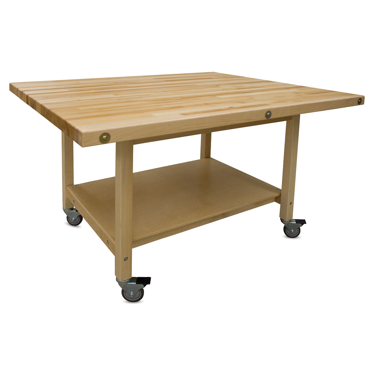 Hann Student Project Table with Casters - Maple Top, 54'W x 64'L x 36'H