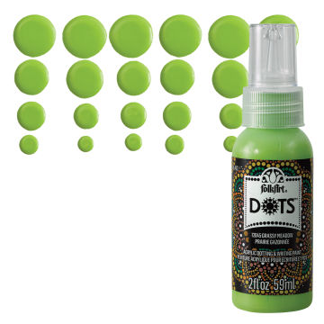 FolkArt Dots Acrylic Paint - Grassy Meadow, Swatch with bottle
