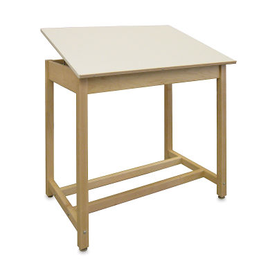 Hann Wood Drawing Table - Angled view with top raised slightly