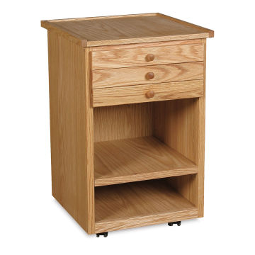 Open in modal - Best Studio 3 Drawer Taboret - Slight angled view showing 3 drawers and open storage below