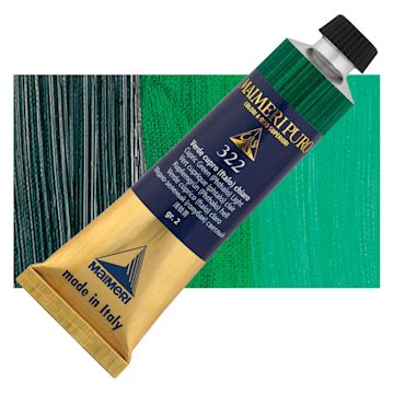 Open in modal - Maimeri Puro Oil Color - Cupric Green Light, 40 ml tube and swatch