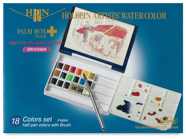 Holbein North America on Instagram: This is the Holbein Artists' Watercolor  Half-Pan set of 12 colors (PN691). Housed in a beautifully designed  palette, the set features two mixing palettes, a compact watercolor