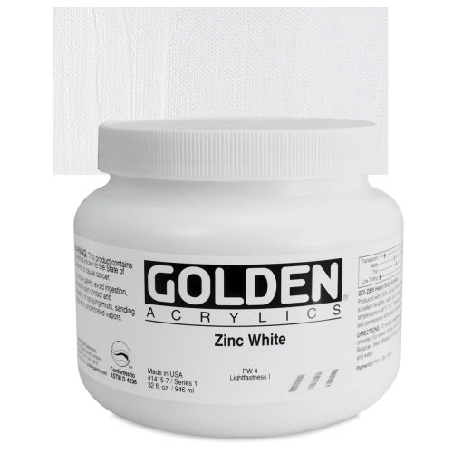 Golden Heavy Body Artist Acrylics - Zinc White, 32 oz Jar