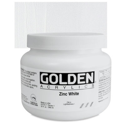Golden Heavy Body Artist Acrylics - Zinc White, 32 oz Jar