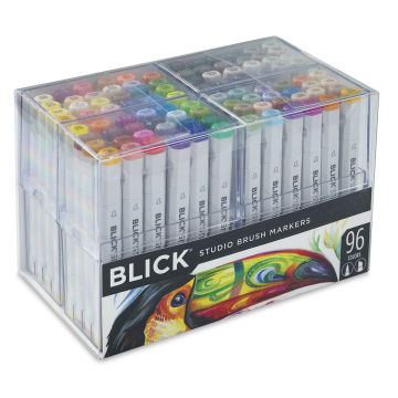Blick Studio Brush Markers - Set of 96 Assorted Colors. Front of package.