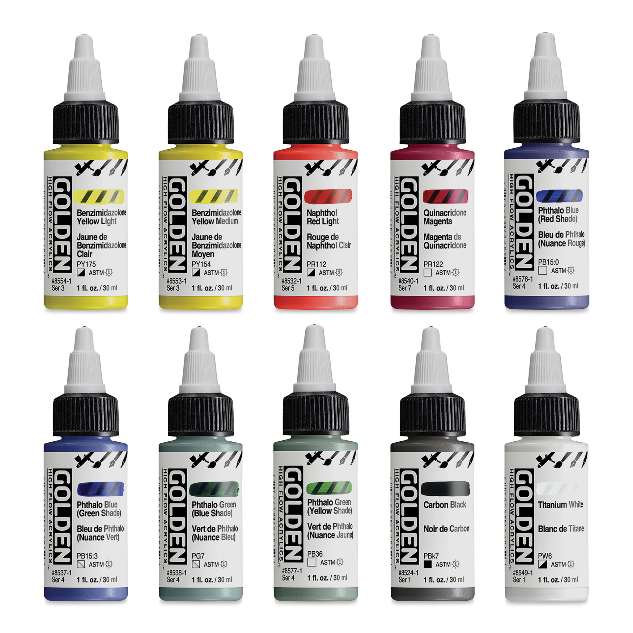 High Flow Acrylics for Airbrush, Striping, Textiles, Marbleizing and  Staining