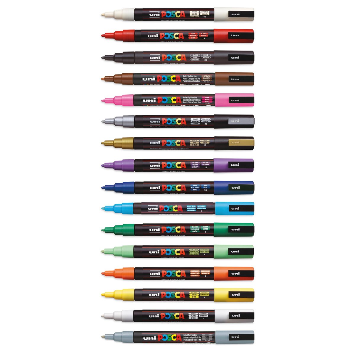 POSCA Paint Markers, 16 Color Medium Tip Set – ARCH Art Supplies