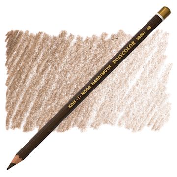 Open in modal - Koh-I-Noor Polycolor Dry Color Drawing Pencil - Burnt Umber 68, swatch and pencil