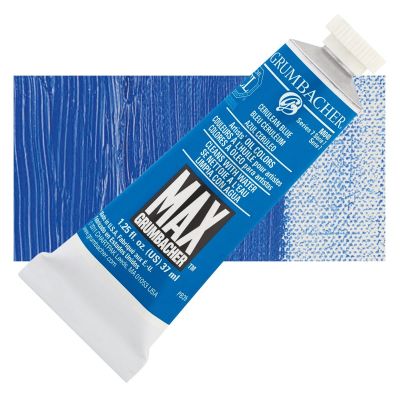 Grumbacher Max Artists' Water Miscible Oil Color - Cerulean Blue, 37 ml tube