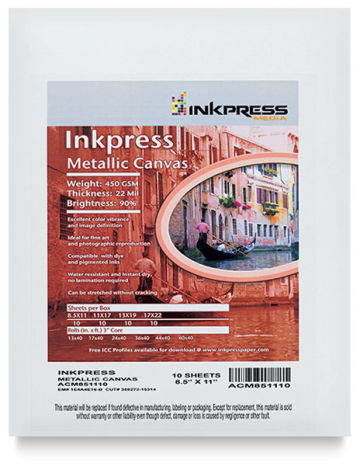 Inkpress Metallic Canvas - Front of package with label
