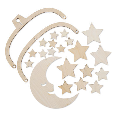 Leisure Arts Wood Mobile Moon and Stars Kit (Kit contents)