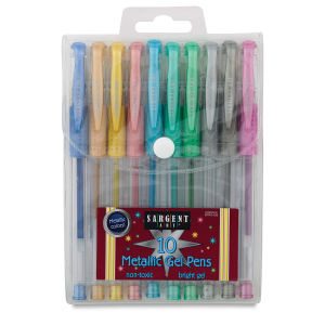 Sargent Art Gel Pens - Front of package of 10 pc Metallic Gel set showing reclosable pouch