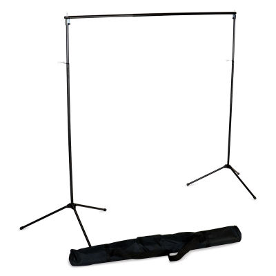 Savage Background Stands - Economy stand set up with carry bag in front
