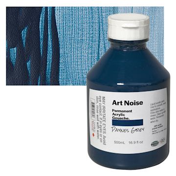 Open in modal - Tri-Art Art Noise Permanent Acrylic Gouache - Paynes Grey, 500 ml, Bottle and swatch
