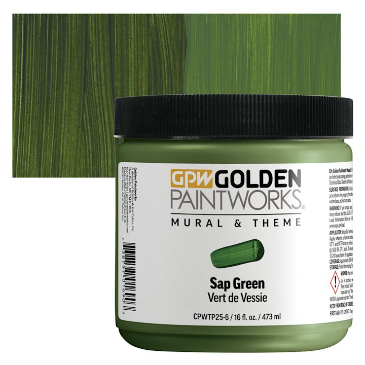 Golden Paintworks Mural and Theme Acrylic Paint Sap Green, 16 oz, Jar
