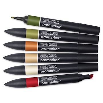 Open in modal - Winsor & Newton Promarker - Landscape Tones, Set of 6, out of packaging