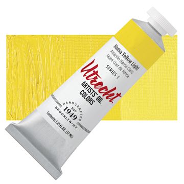 Open in modal - Utrecht Artists' Oil Paint - Hansa Yellow Light, 37 ml tube and swatch