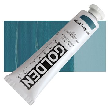 Open in modal - Golden Heavy Body Artist Acrylic - Cobalt Turquoise, 2 oz Tube and swatch