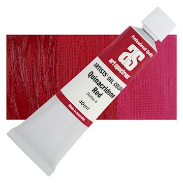 Open in modal - Art Spectrum Artists' Oil Paint - Quinacridone Red, 40 ml tube and swatch
