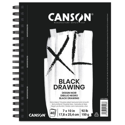 Canson XL Black Drawing Pad - 10" x 7", wire bound
