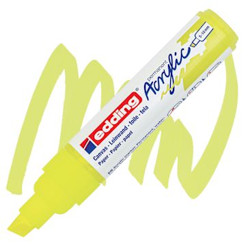 Open in modal - Edding Acrylic Paint Marker - Neon Yellow 065, Broad marker and swatch