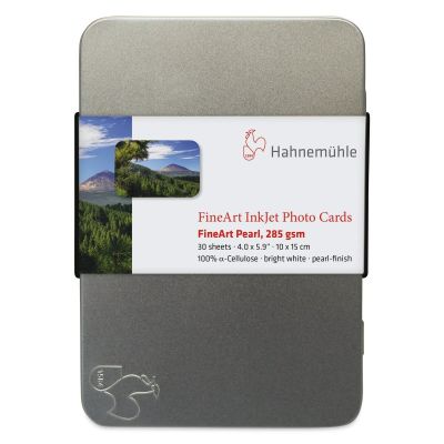 Hahnemühle FineArt Pearl Inkjet Photo Cards 4" x 6", Pkg of 30 (Front of tin)
