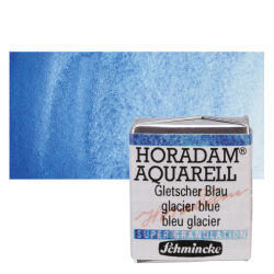 Schmincke Horadam Aquarell Artist Watercolor - Glacier Blue, Supergranulation, Half Pan with Swatch