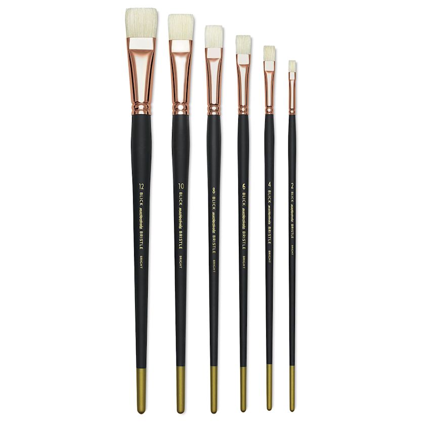 Blick Masterstroke Interlocking Bristle Brush Set Bright, Long Handle