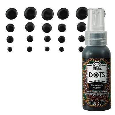 FolkArt Dots Acrylic Paint - Black Magic, Swatch with bottle