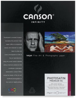 Canson Infinity PhotoSatin Premium Resin Coated Inkjet Paper, Pkg of 25