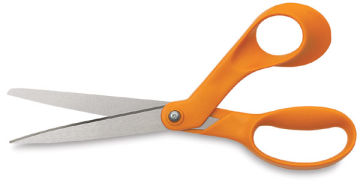 Fiskars Premier 8" Bent Scissors - Shown horizontally and slightly open to show blades