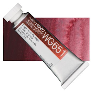 Open in modal - Holbein Artists' Watercolor - Daybreak Orange, 15 ml tube and swatch