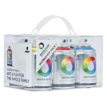 Open in modal - MTN Water Based Spray Paint - Front of Package of Workshop Pack of 6