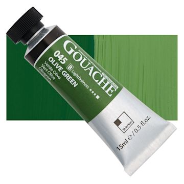 Open in modal - ShinHan Professional Designers Gouache - Olive Green, 15 ml tube and swatch