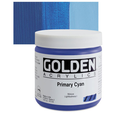 Golden Heavy Body Artist Acrylics - Primary Cyan, 16 oz Jar